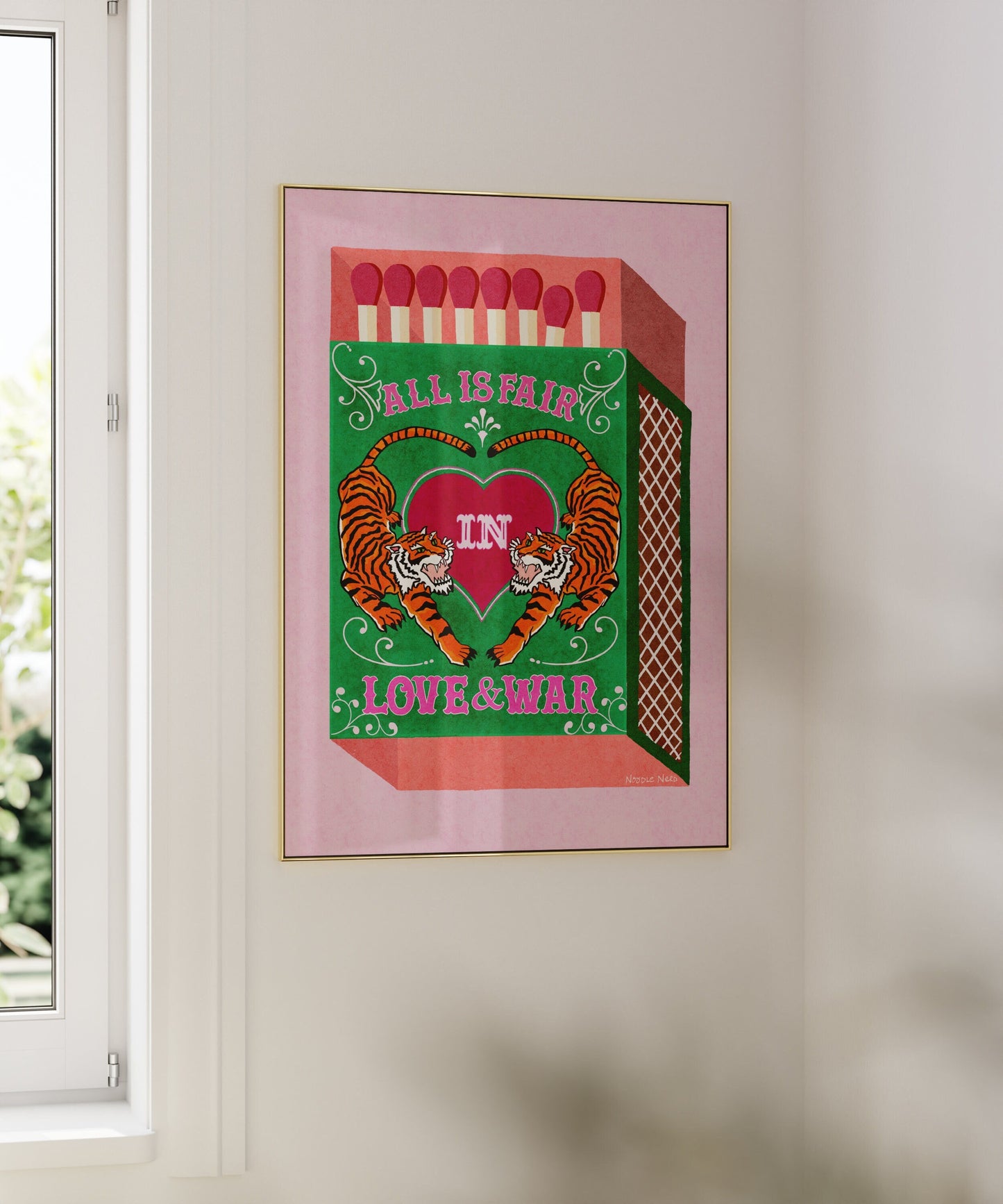 Wall Art Quotes With Tiger | All Is Fair In Love And War | Green | Matchbox Art