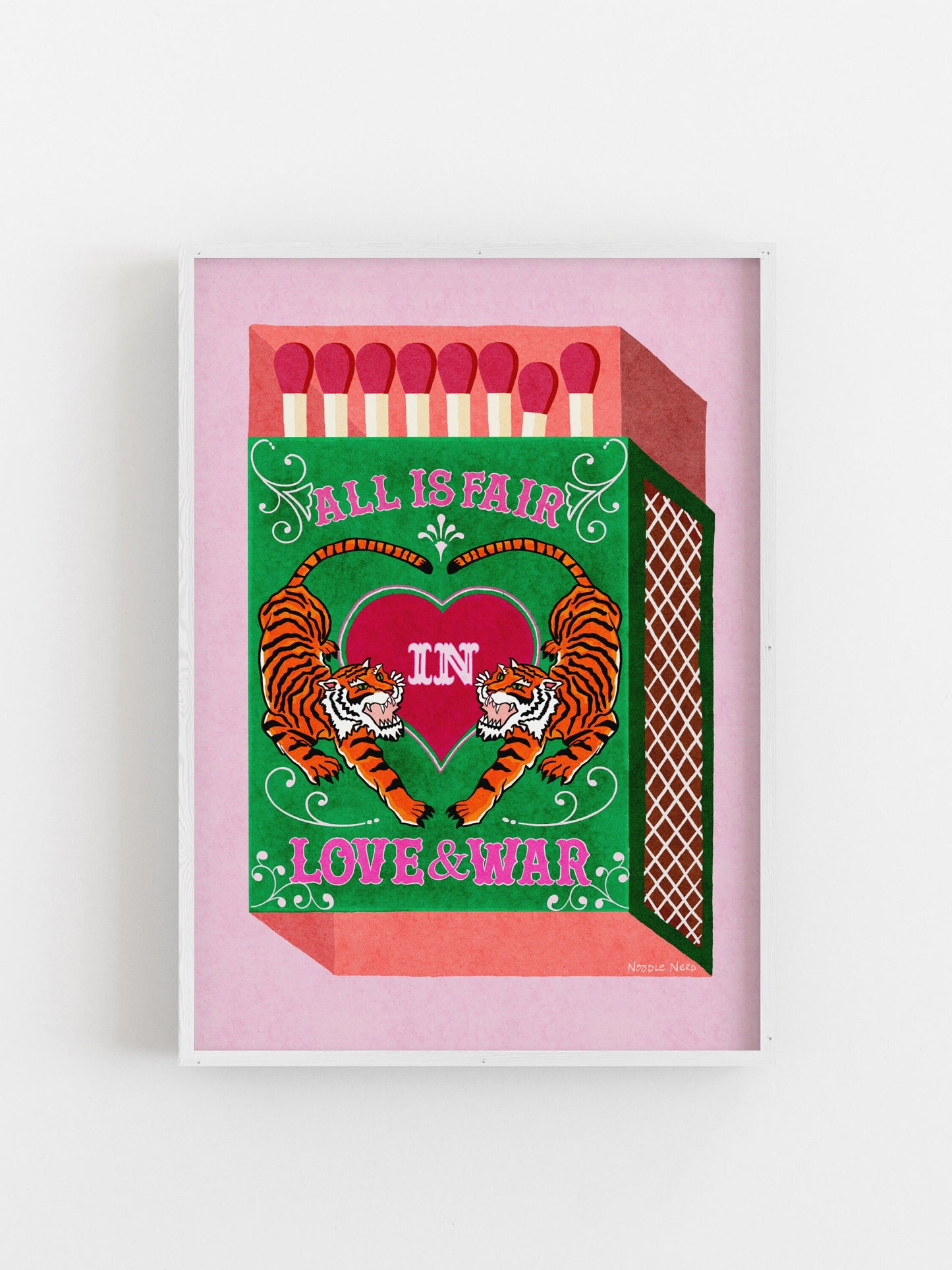 Wall Art Quotes With Tiger | All Is Fair In Love And War | Green | Matchbox Art