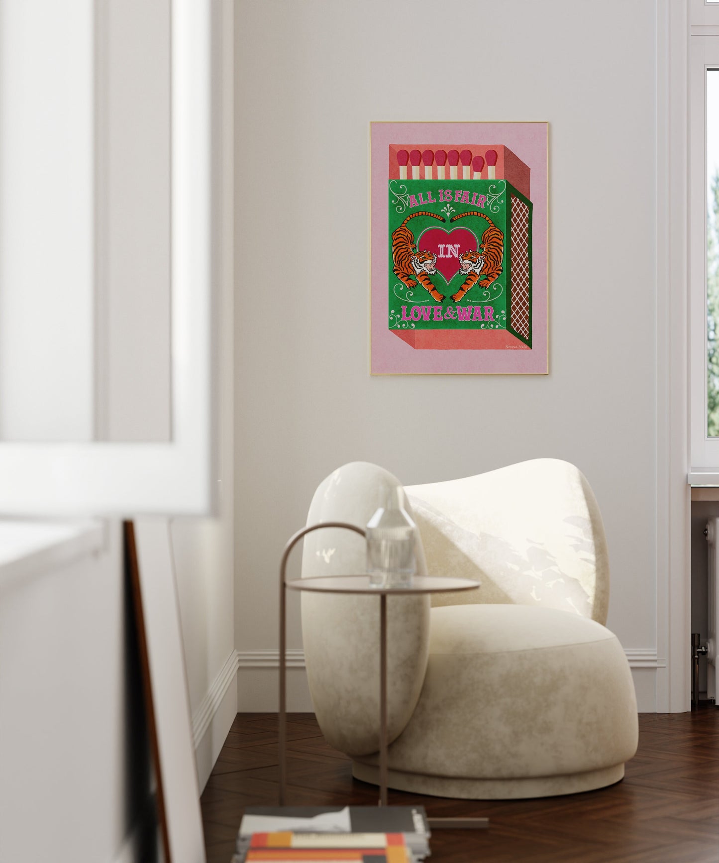 Wall Art Quotes With Tiger | All Is Fair In Love And War | Green | Matchbox Art