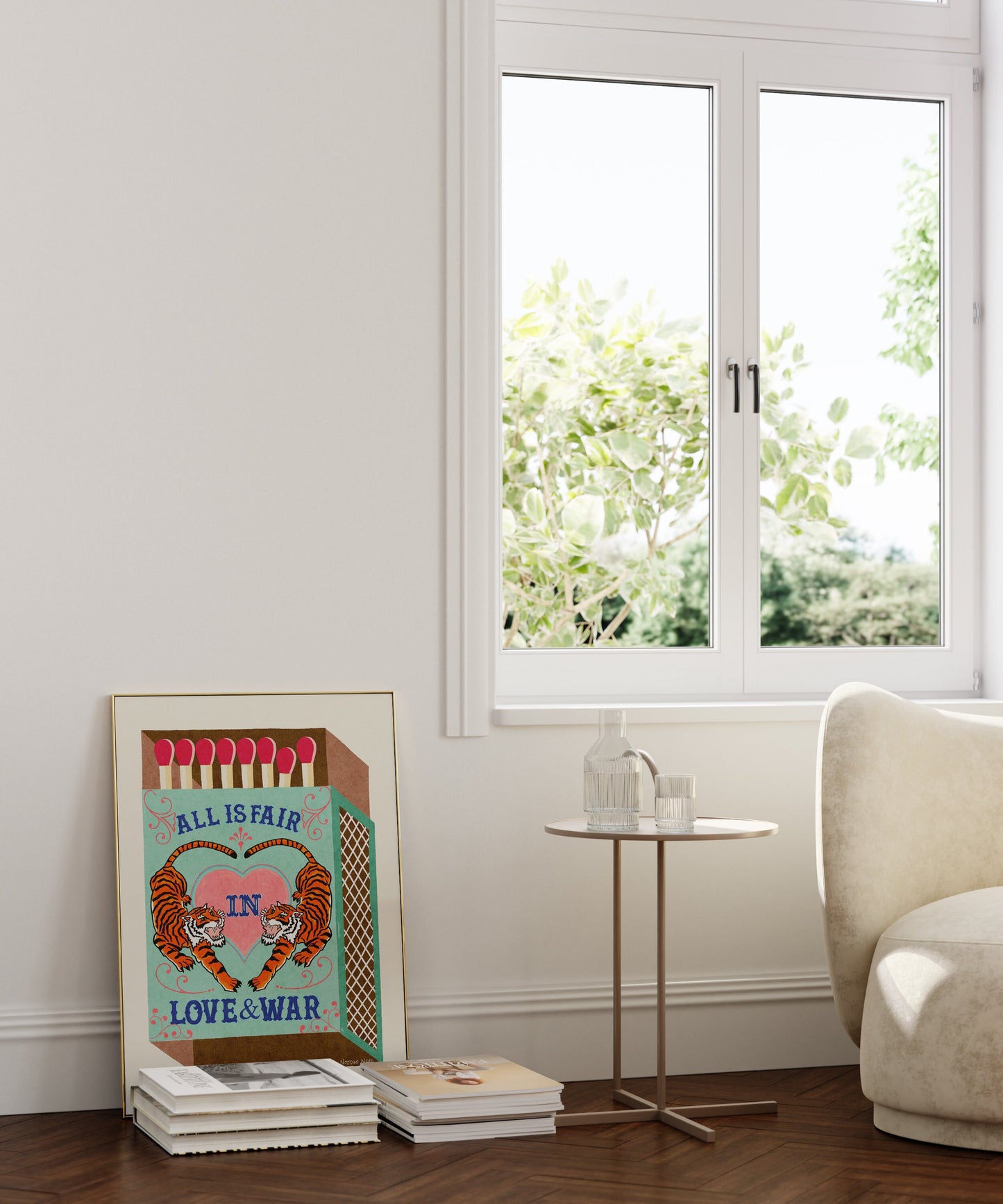 Wall Art Quotes With Tiger | All Is Fair In Love And War | Milk Chocolate | Matchbox Art