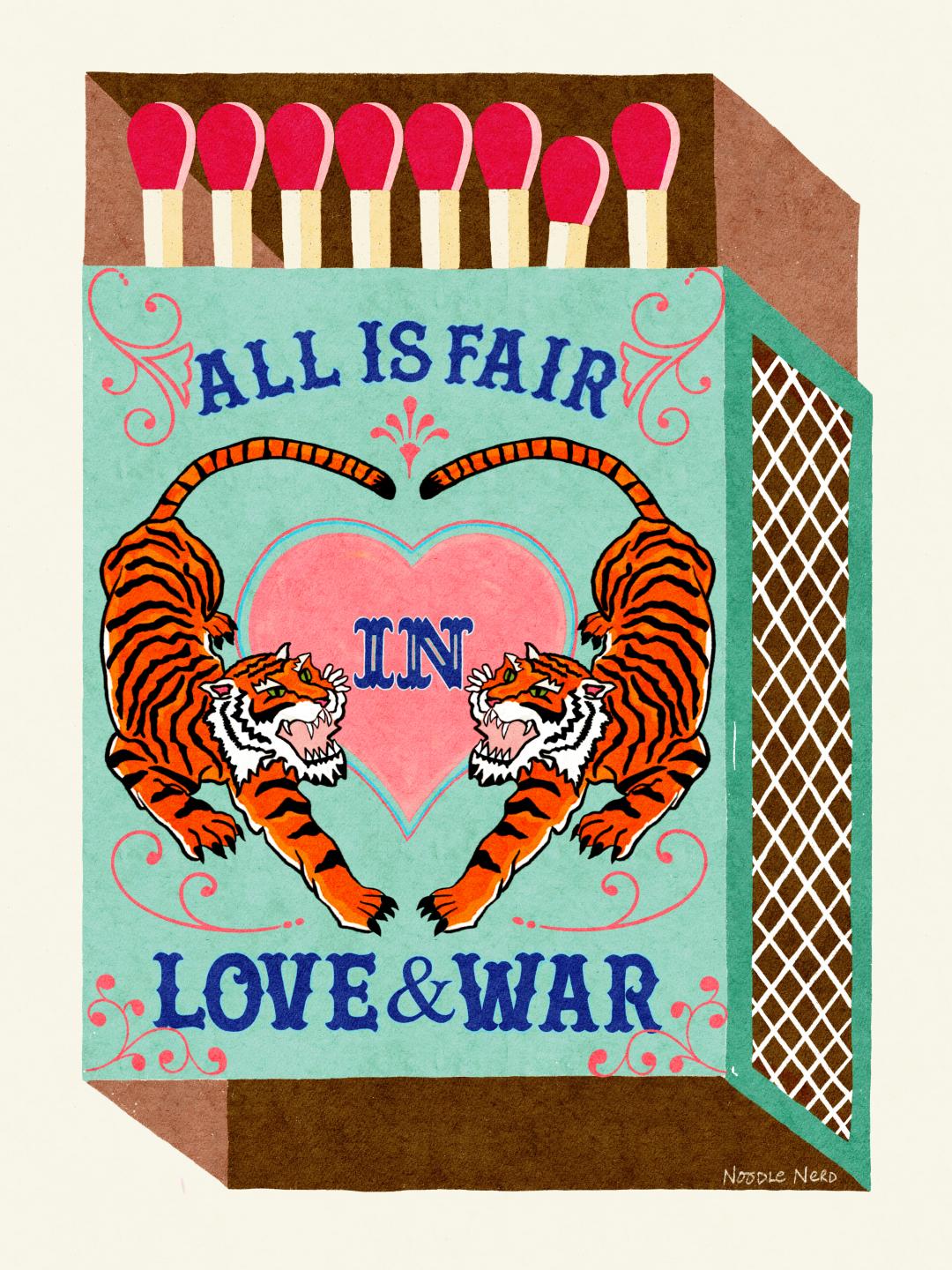 Wall Art Quotes With Tiger |  All Is Fair In Love And War | Milk Chocolate | Matchbox Art