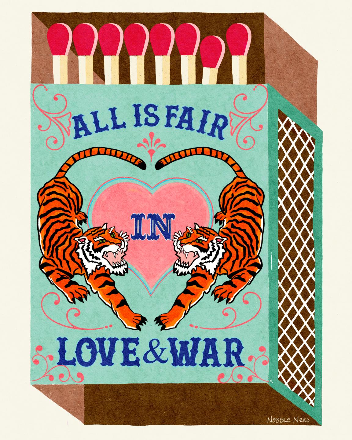 Wall Art Quotes With Tiger |  All Is Fair In Love And War | Milk Chocolate | Matchbox Art