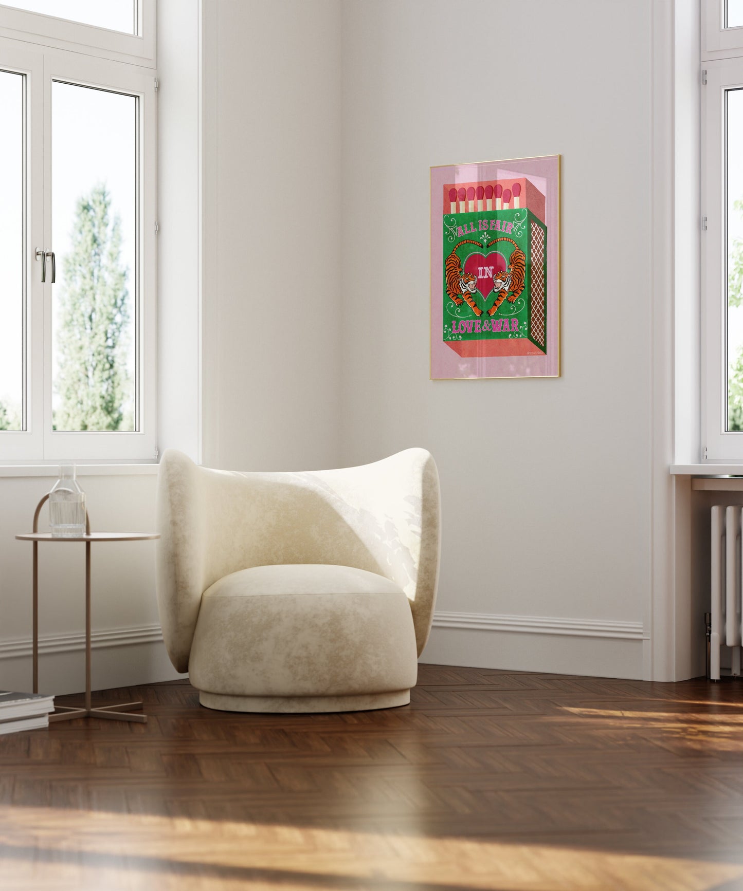 Wall Art Quotes With Tiger |  All Is Fair In Love And War | Green | Matchbox Art