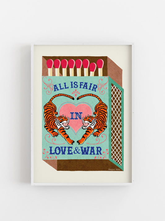 Wall Art Quotes With Tiger |  All Is Fair In Love And War | Milk Chocolate | Matchbox Art